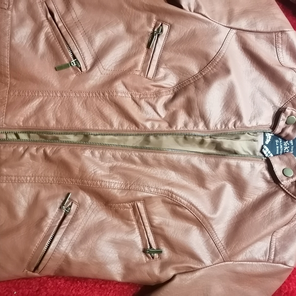 Brown faux leather jacket - Picture 3 of 10